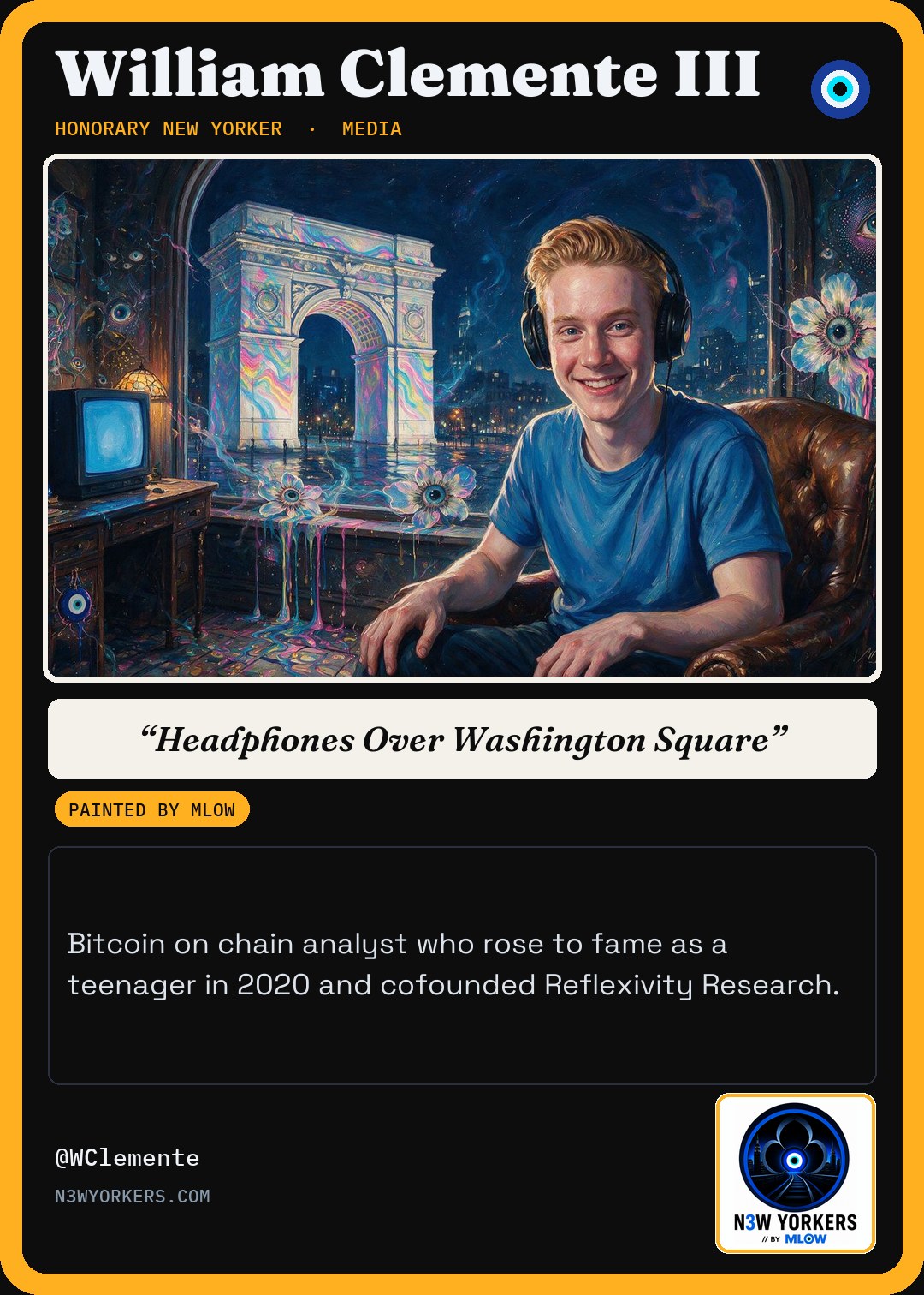 The Honorary card for William Clemente III, painted by MLow