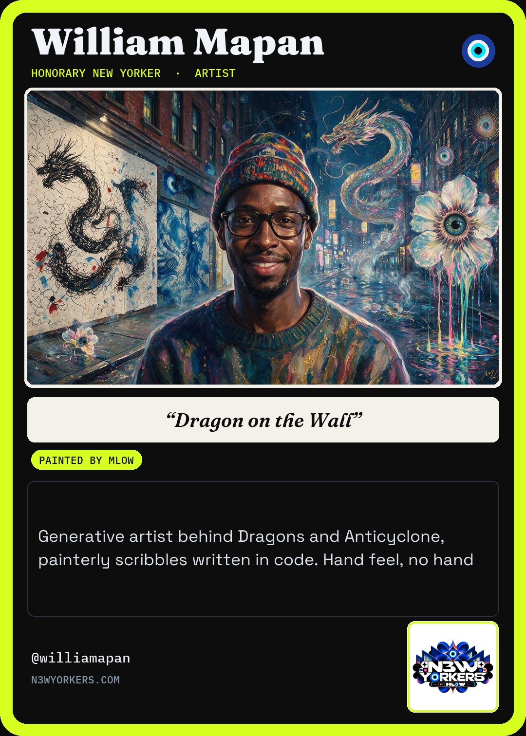 The Honorary card for William Mapan, painted by MLow