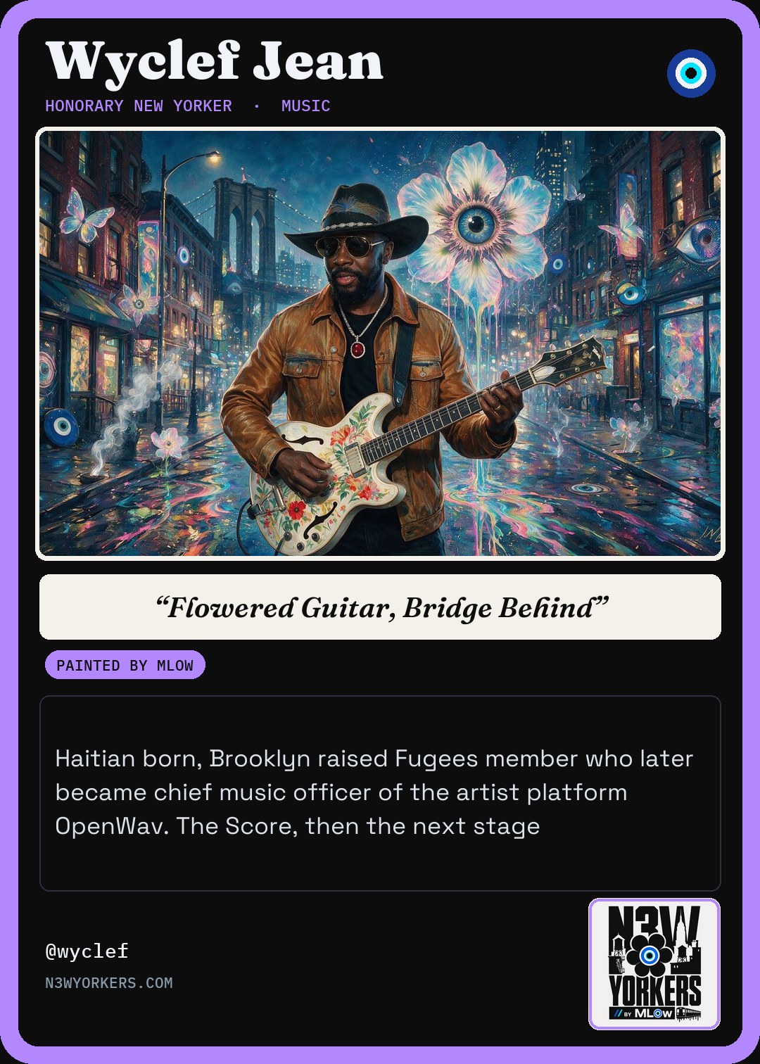 The Honorary card for Wyclef Jean, painted by MLow