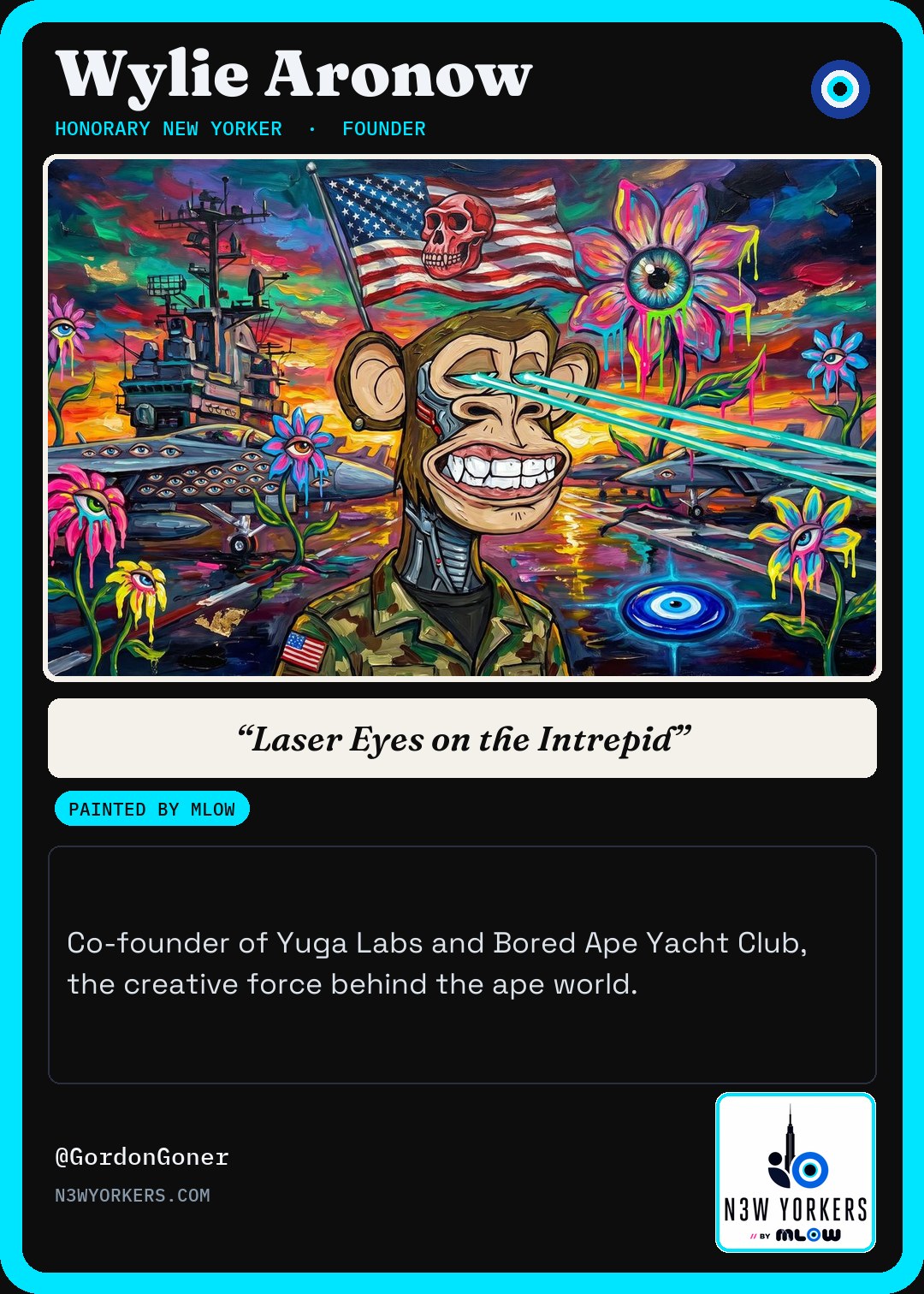 The Honorary card for Wylie Aronow, painted by MLow