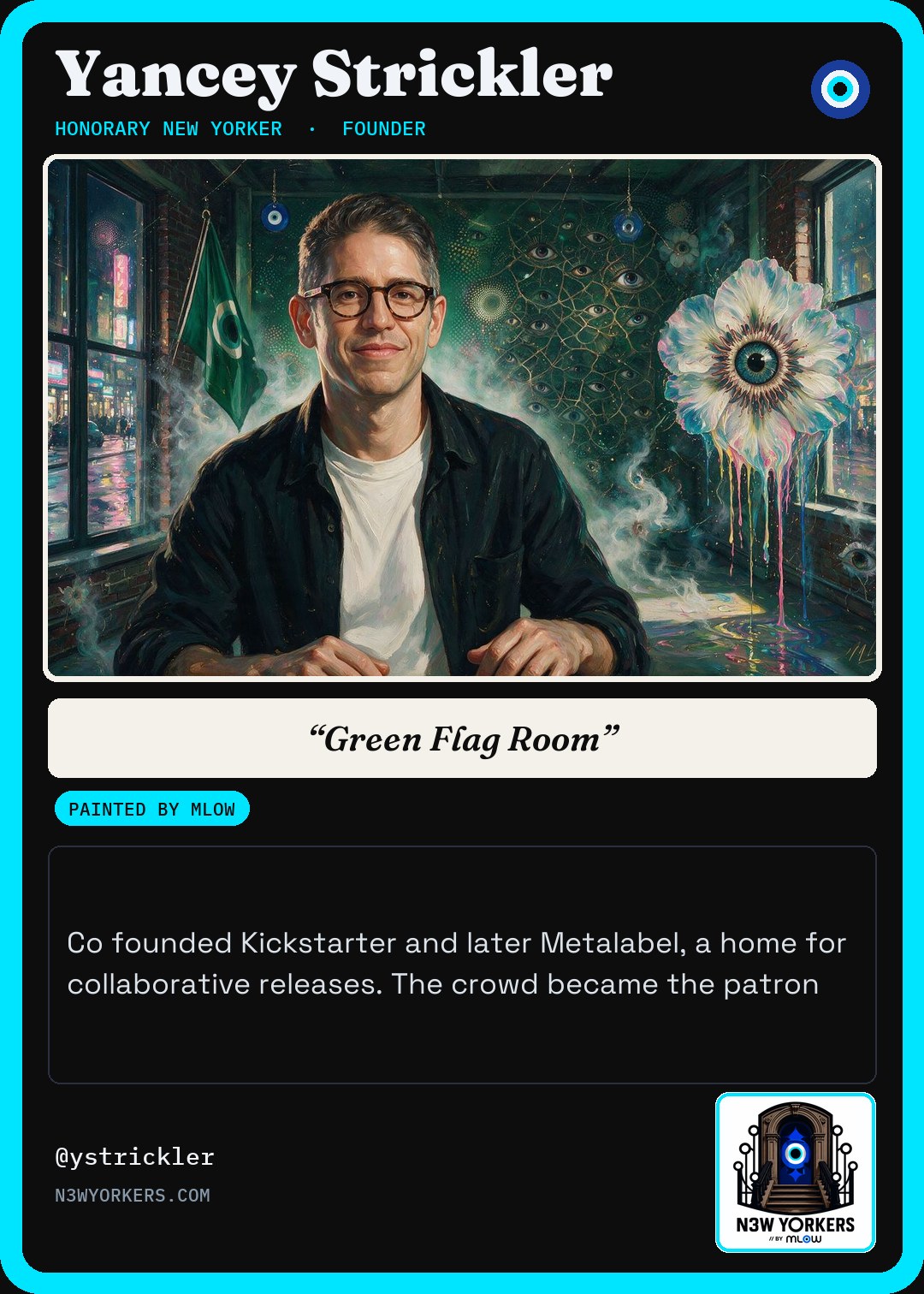 The Honorary card for Yancey Strickler, painted by MLow