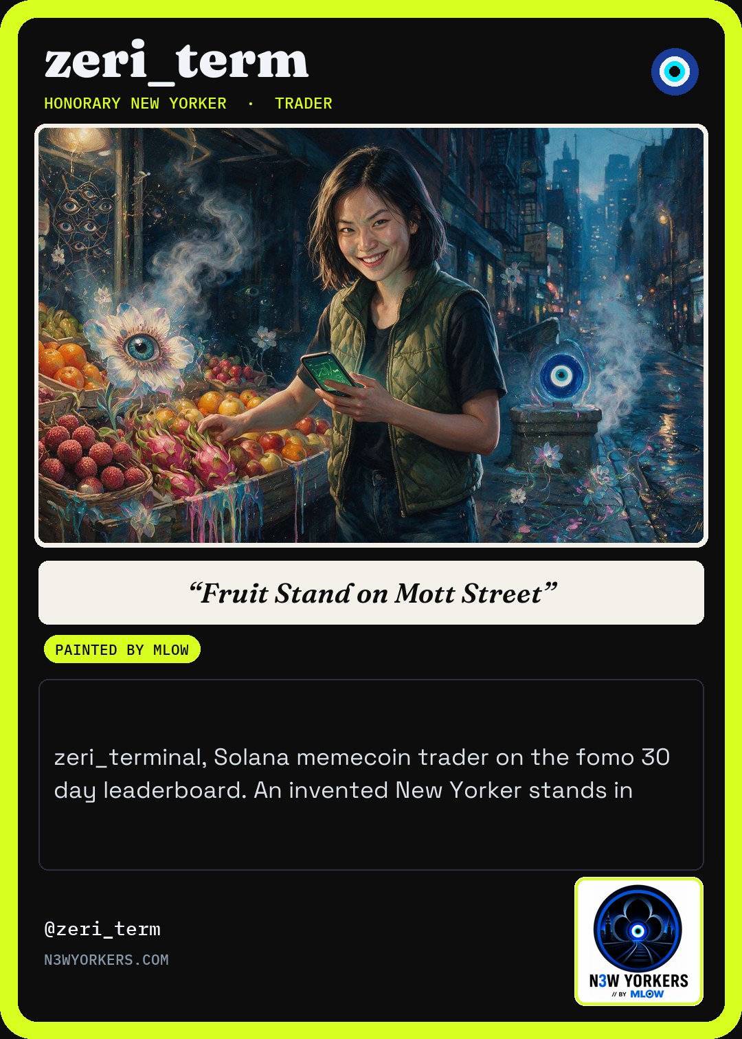 The Honorary card for zeri_term, painted by MLow