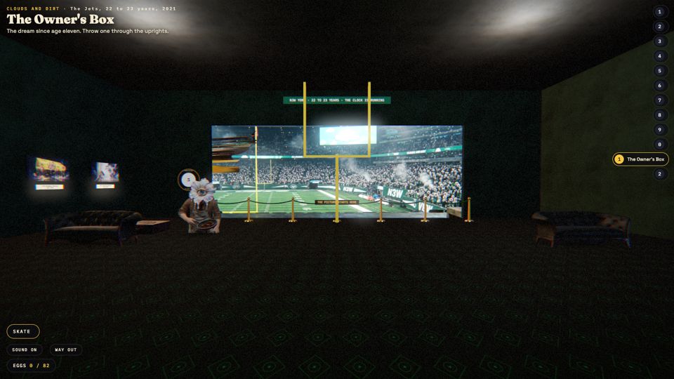 The owner's box: the knitted five and the uprights, CLOUDS AND DIRT V1: the first tower for Gary Vaynerchuk by MLow