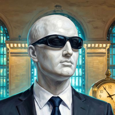 0x6628…0ecd, portrait painted by MLow: The Agent at Grand Central