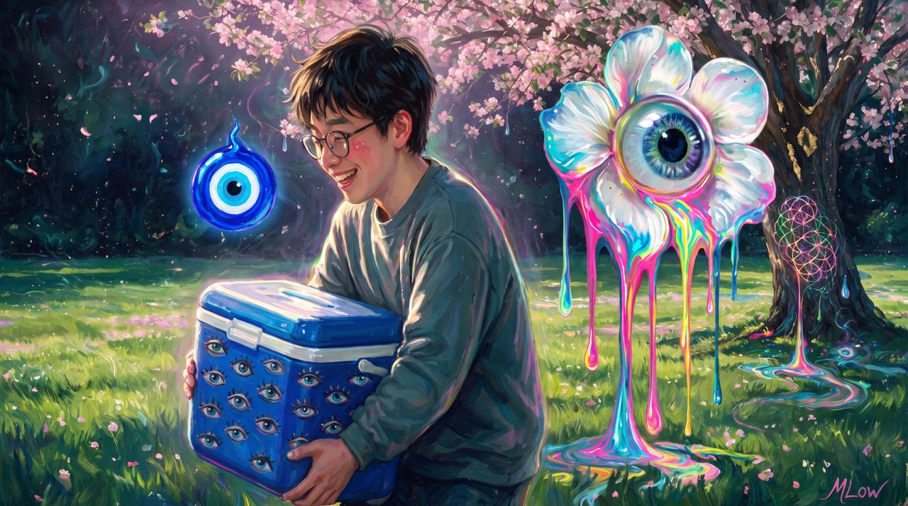 0x91dd…26c2, portrait painted by MLow: Group Chat in Prospect Park