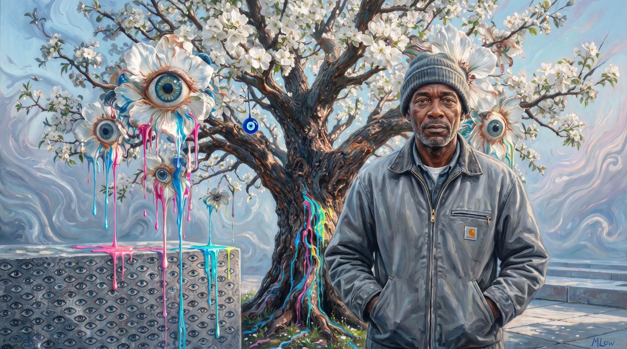 0xe04d…4b50, portrait painted by MLow: Under the Survivor Tree