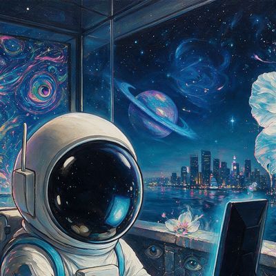 0xelyy, portrait painted by MLow: Astronaut at the Edge