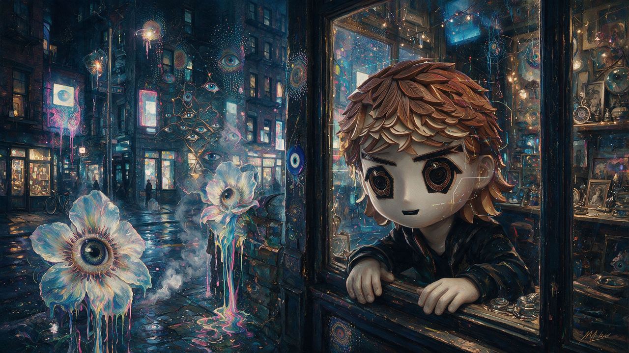 0xsneakky, portrait painted by MLow: Doll in the Orchard Street Window