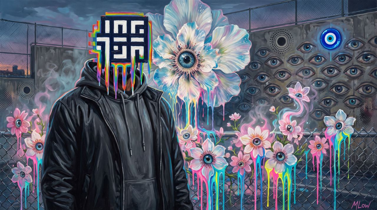 1NFERN0, portrait painted by MLow: The Fence That Blooms Back