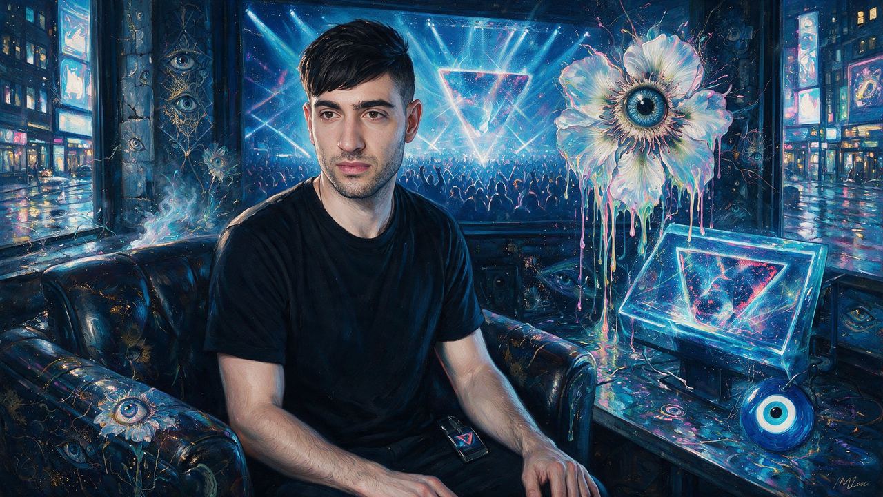 3LAU, portrait painted by MLow: Booth Above the Crowd