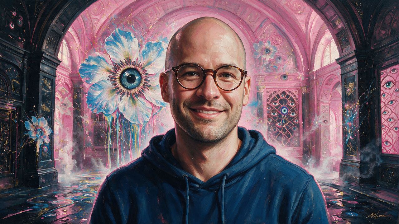 Aaron Wright, portrait painted by MLow: Pink Vault