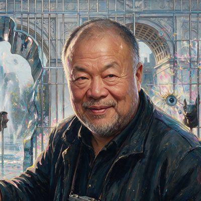 Ai Weiwei, portrait painted by MLow: Seeds Under the Arch
