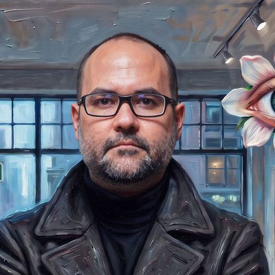 Alejandro Cartagena, portrait painted by MLow: Carpoolers on West 20th