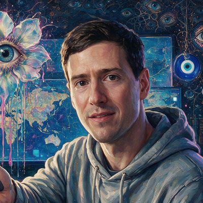 Alex Gladstein, portrait painted by MLow: Handoff Near Union Square