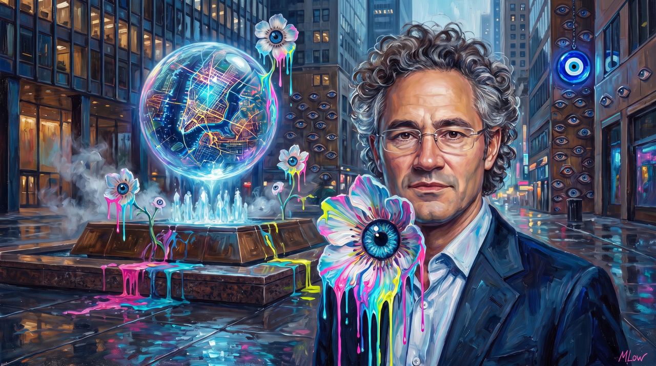 Alex Karp, portrait painted by MLow: The Seeing Stone at the Seagram
