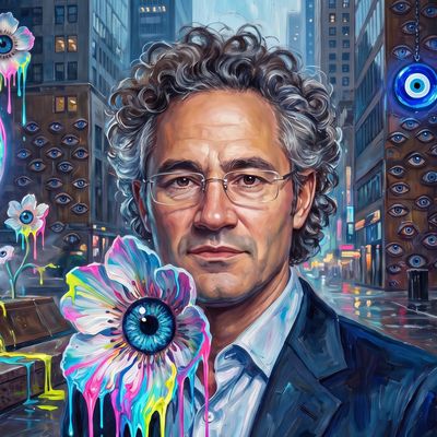 Alex Karp, portrait painted by MLow: The Seeing Stone at the Seagram