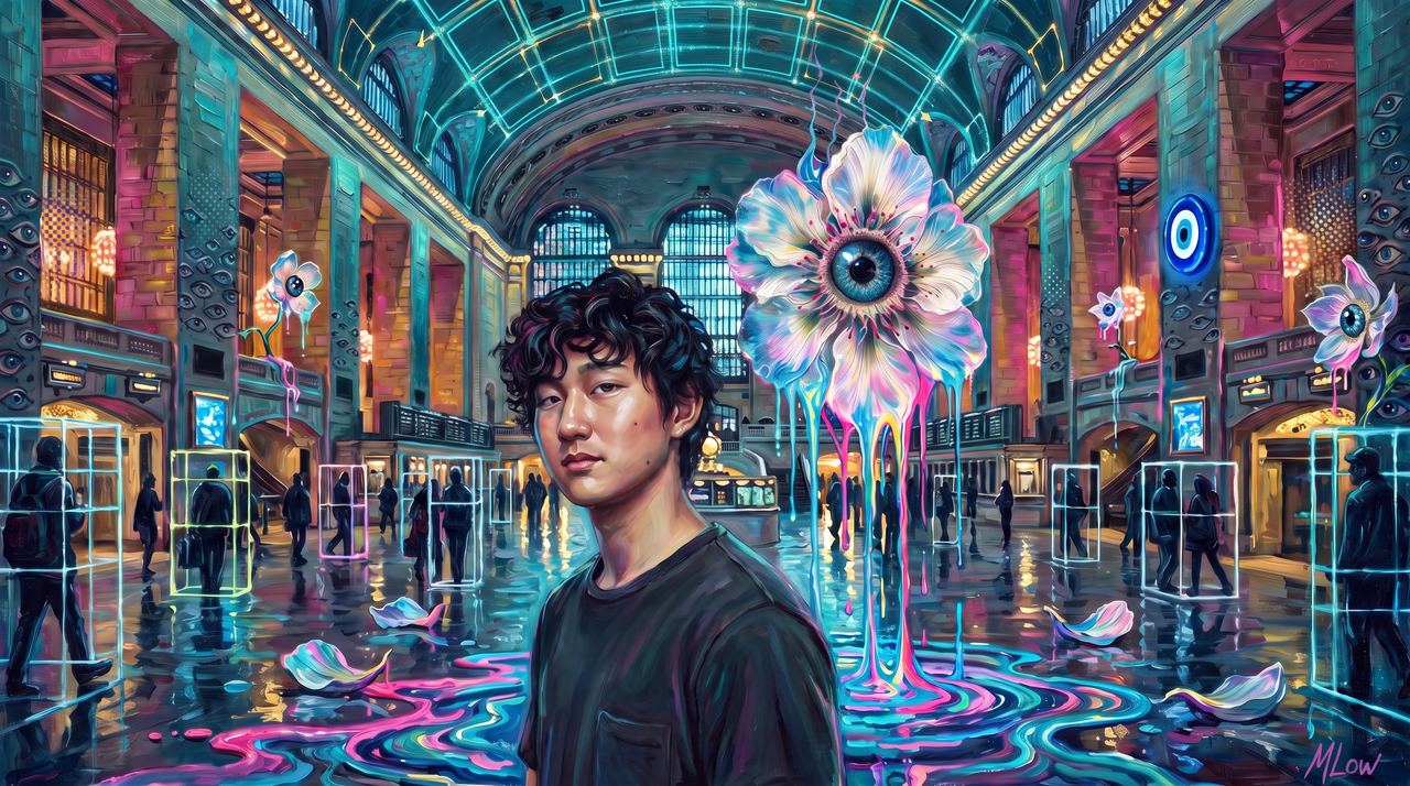 Alexandr Wang, portrait painted by MLow: Bounding Boxes at Grand Central