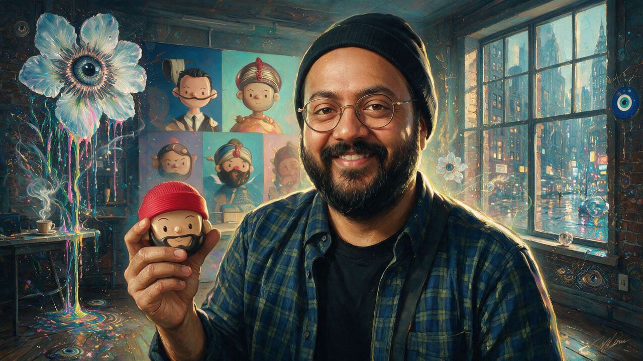 Amrit Pal, portrait painted by MLow: Small Face in Hand