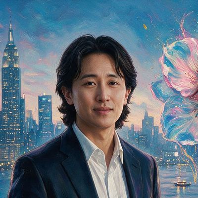 Andrew Kang, portrait painted by MLow: Robot Walk at Hudson Yards