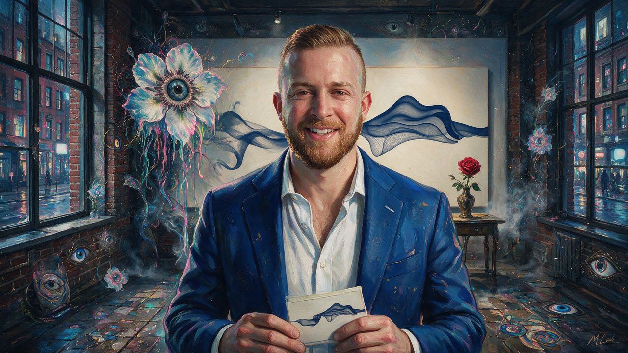 Andrew Steinwold, portrait painted by MLow: One Red Rose
