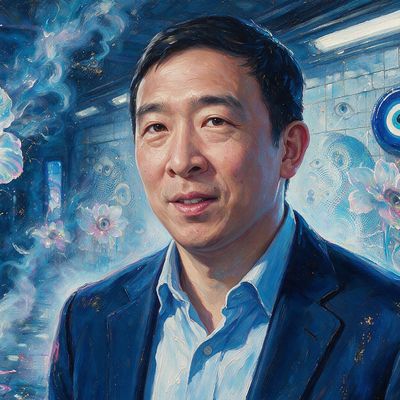 Andrew Yang, painted by MLow as a New Yorker