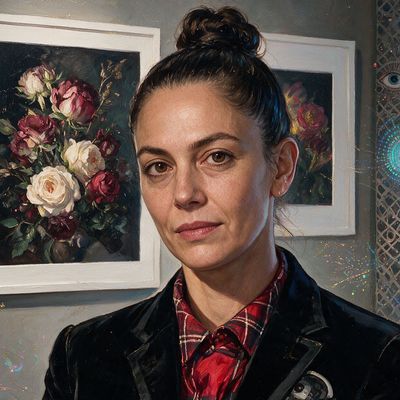 Anna Condo, portrait painted by MLow: Tulips in Frames