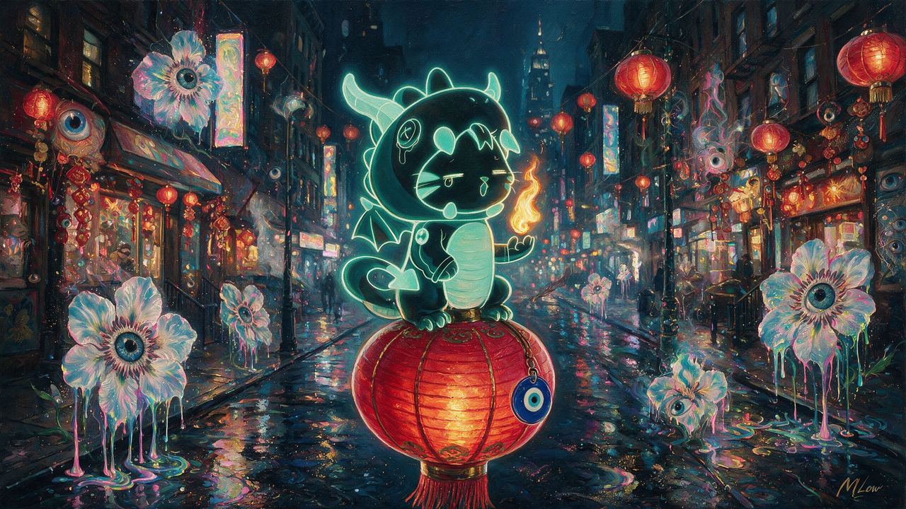 anselfang, portrait painted by MLow: Dragon on a Mott Street Lantern
