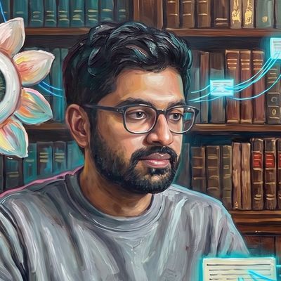 Aravind Srinivas, portrait painted by MLow: Index Cards at the Morgan
