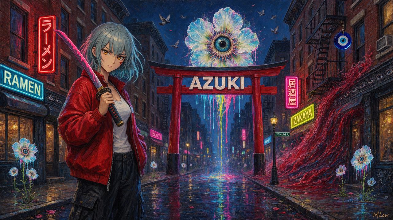 Azuki, portrait by MLow: The Blade on St. Marks