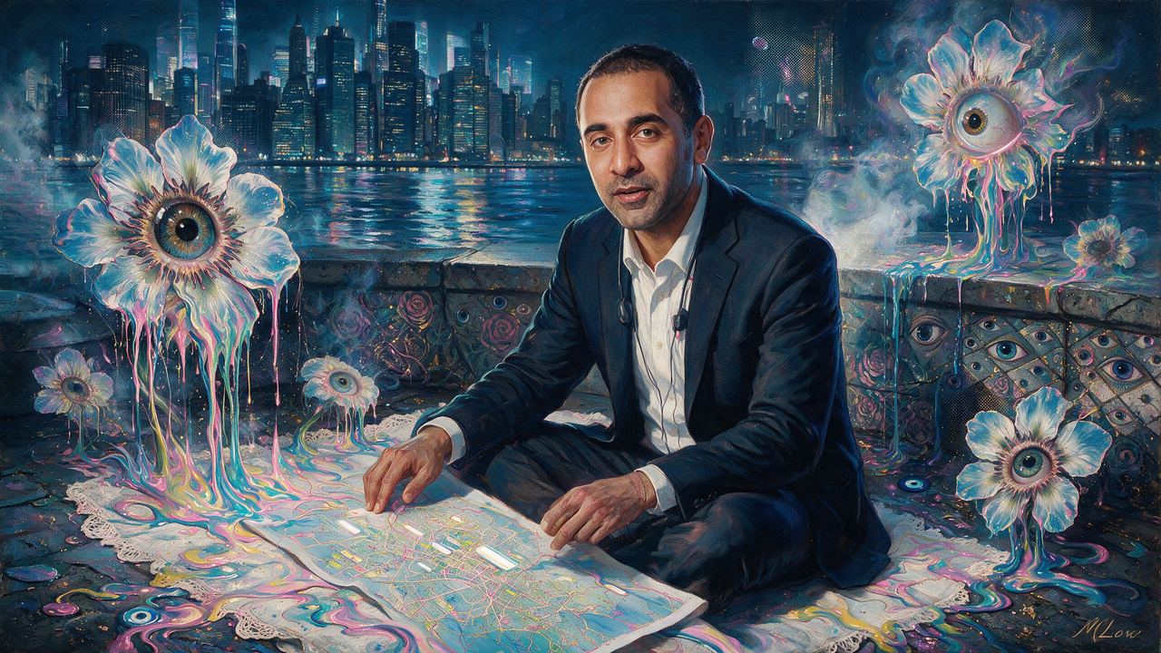 Balaji Srinivasan, portrait painted by MLow: A Nation on Governors Island