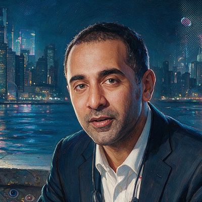 Balaji Srinivasan, portrait painted by MLow: A Nation on Governors Island