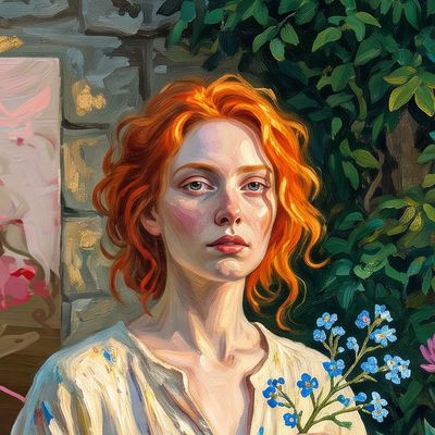 beantart, portrait painted by MLow: Forget Me Not at the Tibetan Garden