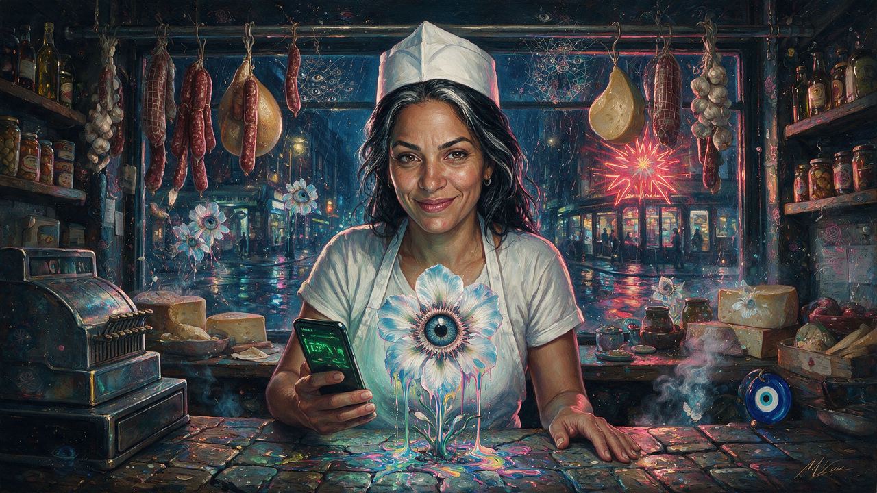 beastymcbeast, portrait painted by MLow: Behind the Counter on Arthur Avenue