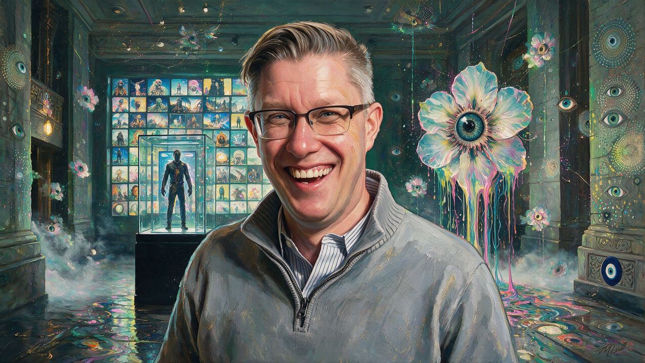 Beeple, portrait painted by MLow: The Figure in the Glass