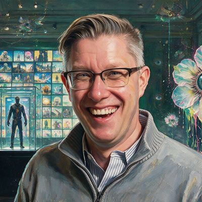 Beeple, portrait painted by MLow: The Figure in the Glass