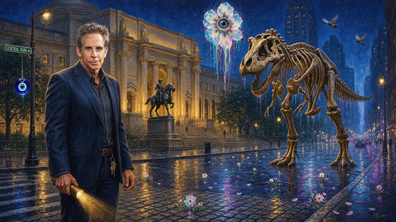 Ben Stiller, portrait by MLow: The Night Guard on Central Park West