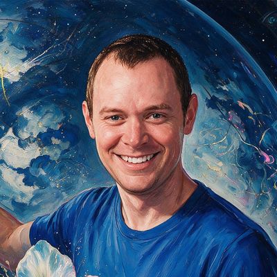 Benjamin Cowen, portrait painted by MLow: Chalk on the Planetarium Dome