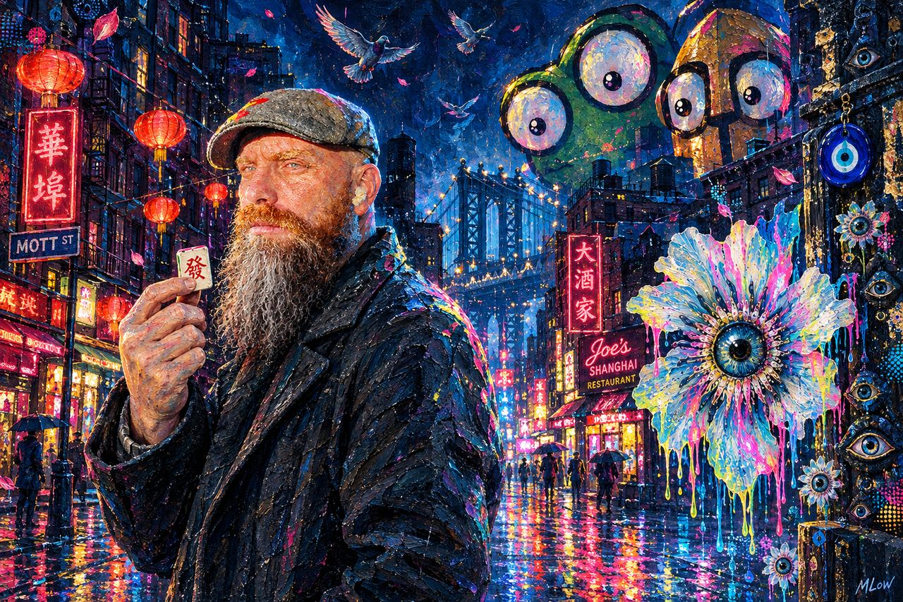 Benjamin Redbeard Gross, portrait by MLow: The Tile on Mott Street