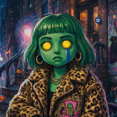 Betty, portrait painted by MLow: Zombie on the Stoop