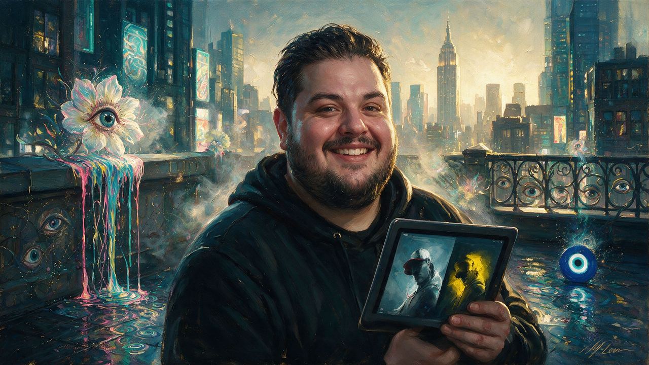 Bosslogic, portrait painted by MLow: Half Shadow, Half Gold