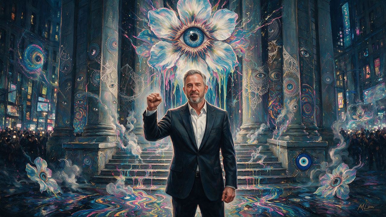 Brad Garlinghouse, portrait painted by MLow: Fist Up at Foley Square