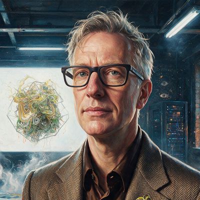 Brendan Dawes, portrait painted by MLow: Knots of Data
