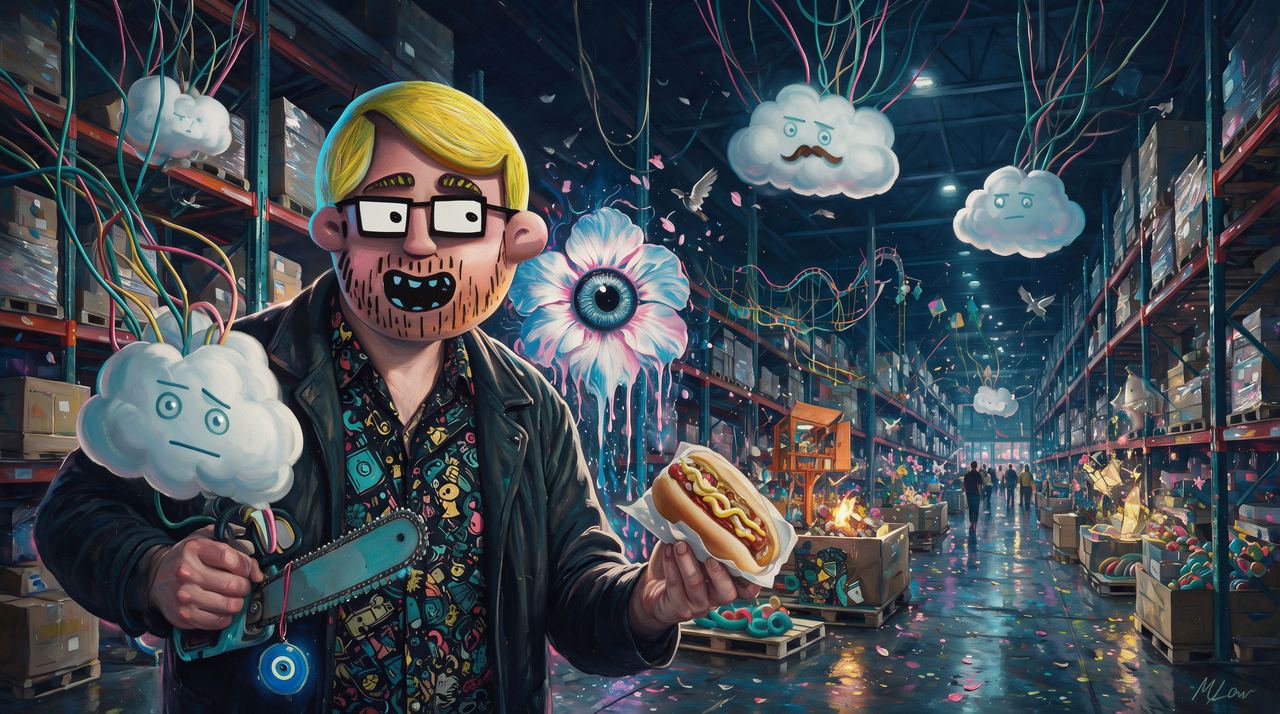 Bryan Brinkman, portrait painted by MLow: NimBuds at the Warehouse