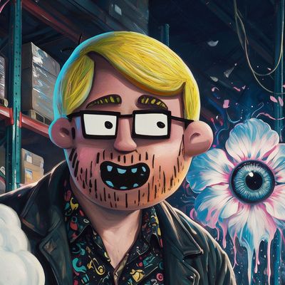 Bryan Brinkman, portrait painted by MLow: NimBuds at the Warehouse