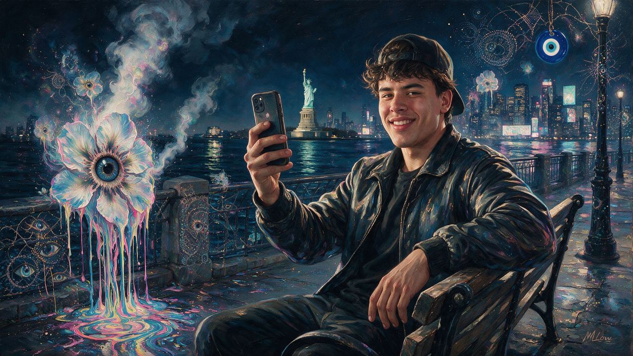 bystevenr, portrait painted by MLow: Selfie at Battery Park