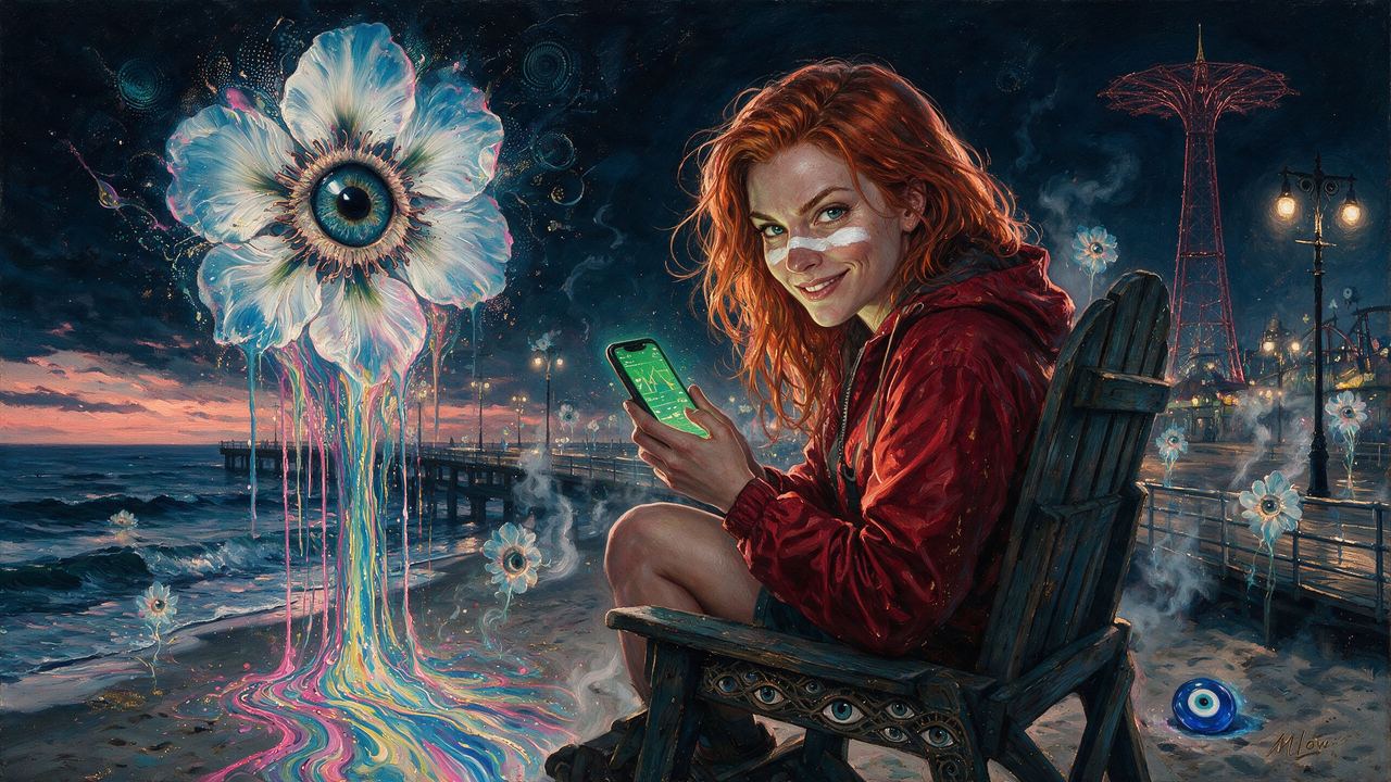 Cap, portrait painted by MLow: Last Chair Before Sunrise
