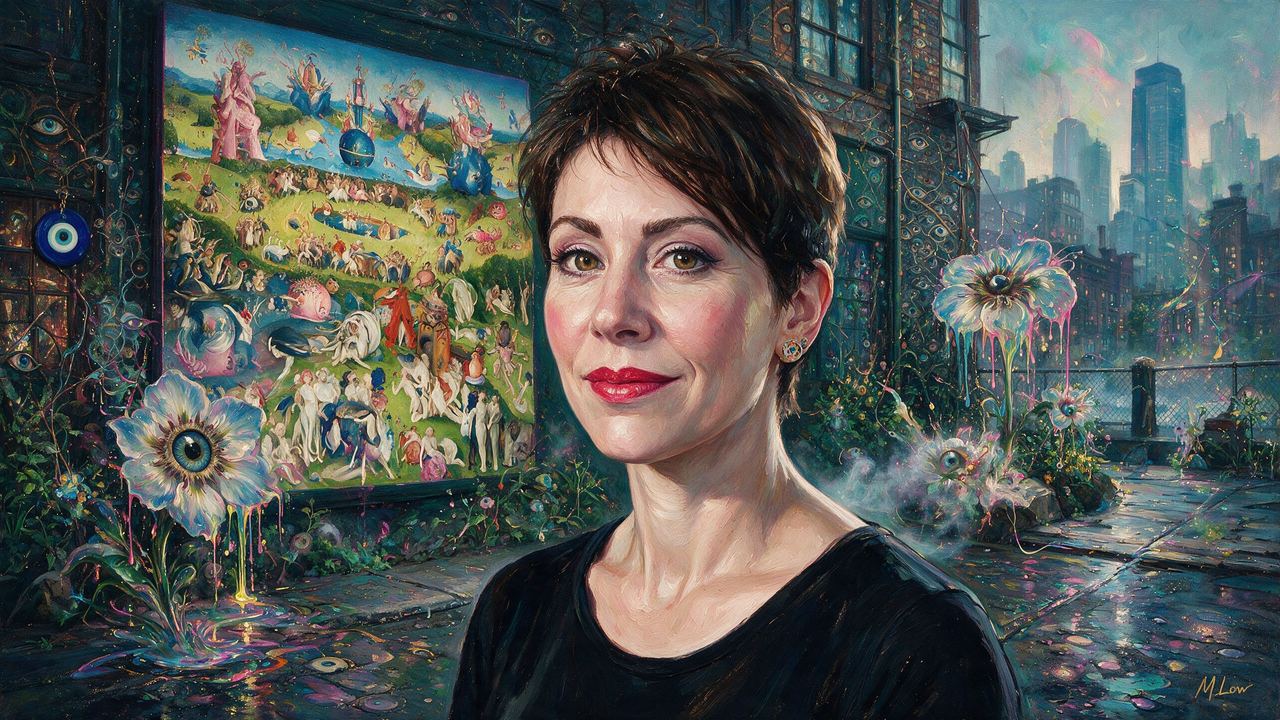 Carla Gannis, portrait painted by MLow: Garden Over the Navy Yard