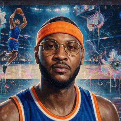 Carmelo Anthony, painted by MLow as a New Yorker