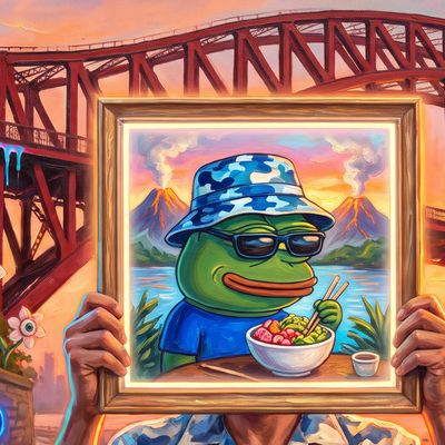 cat5.eth, portrait painted by MLow: Pepe in Paradise Under Hell Gate