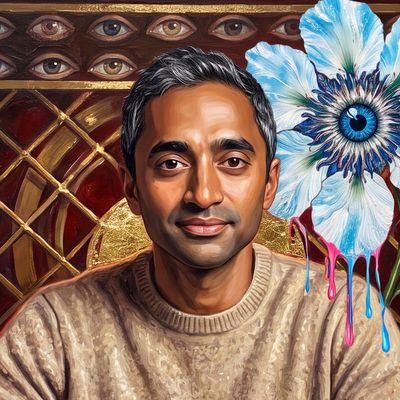 Chamath Palihapitiya, portrait painted by MLow: Chips in the Rainbow Room